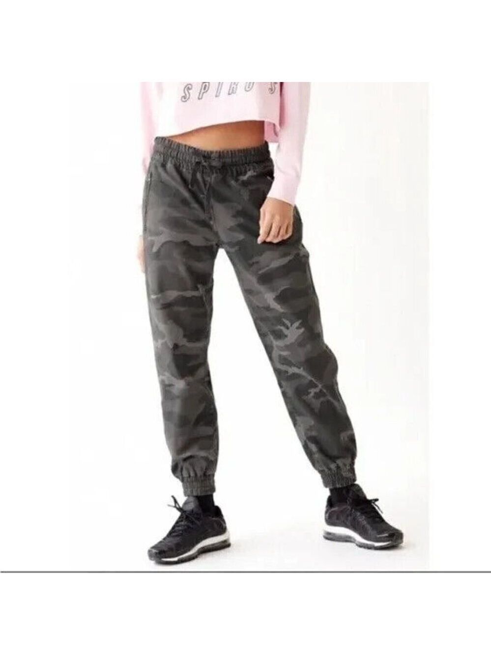 TNA "Alix" Womens  gray camo joggers sz XXSmall drawstring pants